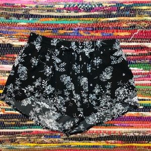 Black and white floral shorts